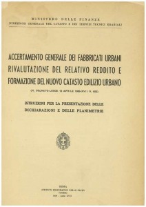 Copertina dell'Istruzione per la redazione delle planimetrie catastali - Ministero delle Finanze 1939